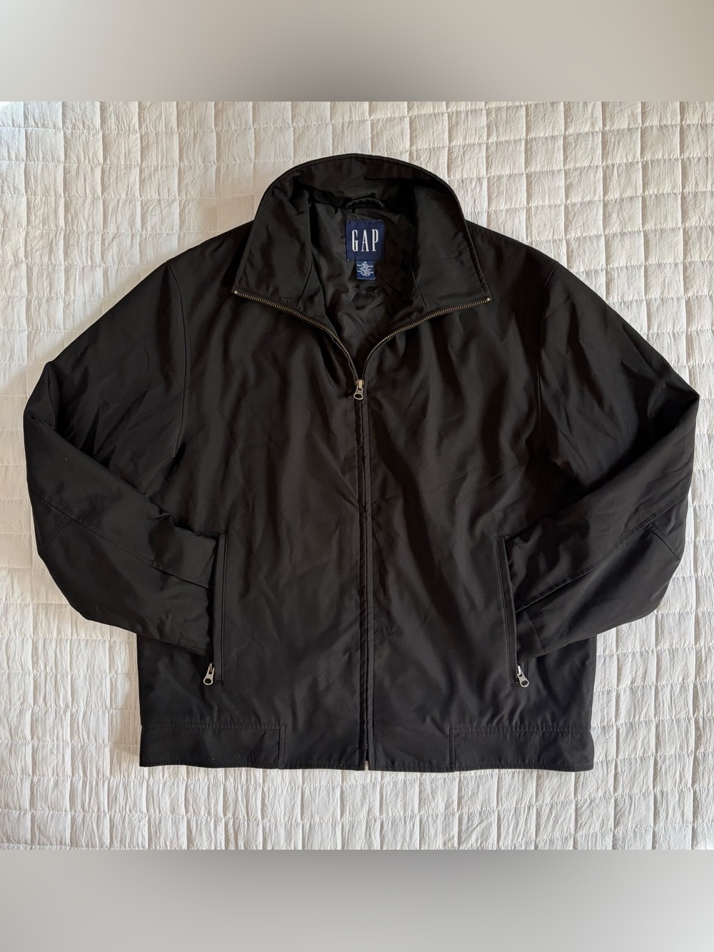 GAP Mens Black Full Zip Soft Shell Jacket Size M Stand-Up Collar Gorpcore